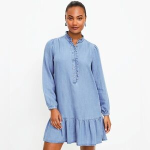 LOFT Denim Ruffle Popover dress—XXL